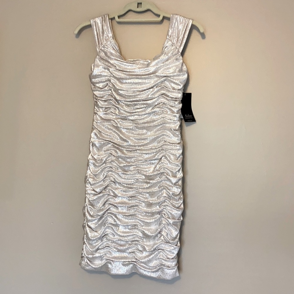 NWT Aidan Mattox Metallic Cocktail Dress